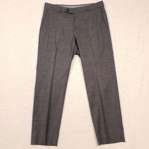 Ballin Dress Pants Mens 33 Gray Super 120s Wool Flat Front Comfort-EZE Trousers